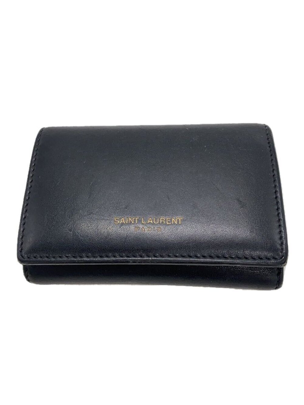 SAINT LAURENT Key Case Wallet Leather Black